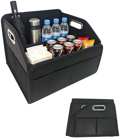 Car Trunk Organizers Small PU Leather，Car Basket for Organizers and Storage，Car Caddy Collapsible Multi Compartment Container Box