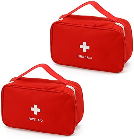 TOPASION Portable Empty First Aid Kit Bag, Travel Medicine Pouch, Small Medical Bag (2 Pieces Red)