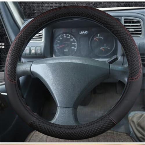 18 in Car Semi Truck Van Leather Steering Wheel Cover Grip Non Slip Durable Fits for Standard Class 8 Semi Trucks Big Rigs (17.7in-18in,Black)