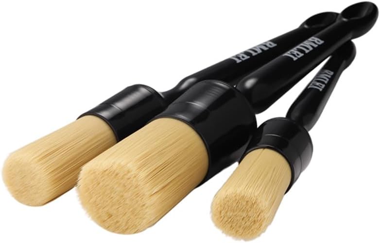 BMLEI 5pcs Car Detailing Brushes Set, Boars Hair Auto Car Detail Brush Kit