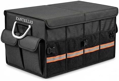Premium Car Trunk Organizer, Heavy Duty Foldable SUV Storage Box with Non-Slip Bottom, Waterproof Oxford Cloth, Large Capacity Sturdy Cargo Organizer for Car, Truck