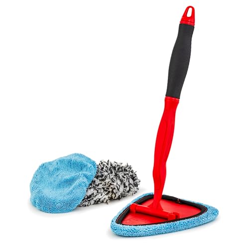 Griot's Garage 2-in-1 Easy Reach Detailing Wand, Extended Reach for Windshield, Window, Mirror, Dashboard, Vehicle Cleaning, 18" Handle