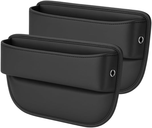AC4®️ 2 Packs Universal Car Seat Gap Filler Organizer | Premium PU Leather Storage for Car, SUV & Trucks | Car Pocket Organizer for front seat, Cable Slots, Wallet, Sunglasses & Essentials.