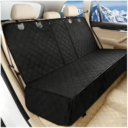 Dog Car Back Seat Cover, Waterproof Scratch-Resistant 600D Heavy Duty Vehicle Pet Bench Seat Protector, Non Slip Automotive Interior Backseat Cushions, Universal for SUV Sedan Truck (Black)