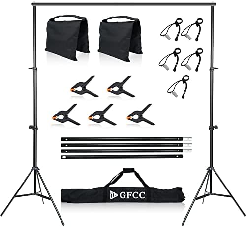 GFCC Photo Backdrop Stand Kit - 10x7Ft(WxH) Adjustable Background Stand for Photography Video Studio Support System with Carry Bag