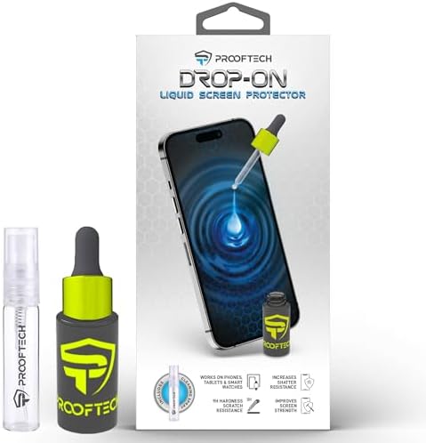 ProofTech DROP ON Liquid Glass Screen Protector for up to 10 Devices - Wipe On Scratch and Crack Resistant Nano Protection for All Phones Tablets Smart Watches Universal