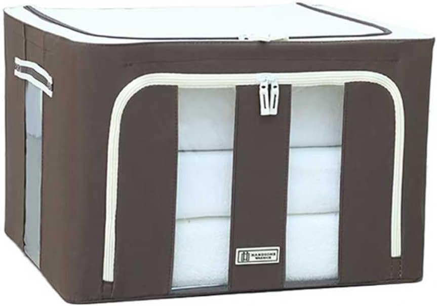 Storage Bags for Clothes, 600D Oxford Fabric,Waterproof, Foldable, 4Thick Solid Steel Frames,2 Zippers & Windows, Container Organizer for Clothes ,Sock, Underclothes, Book.Dorm,Car, Kid Center ( 24 L)