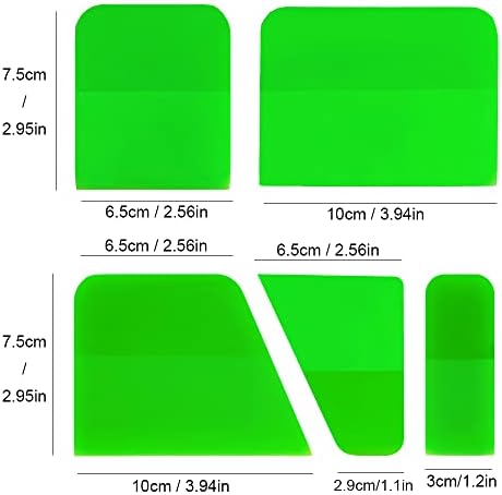 5 Pcs PPF Anti Scratch Rubber Squeegee for Soft Car Tools Auto Silicone TPU Coating Scraper for Vinyl Wrap Protection Film Window Tint Paint Windshield Cleaning Kit (Green)