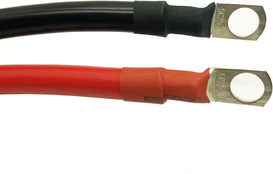 Battery Cables Set 4AWG 3.3 FT, 40-Inch Power cord Battery inverter jumper cables 40in with 3/8" Lugs Terminals (1 Positive & 1 Negtive) for Car Marine Solar ATV Lawn Mower RV Motorcycle