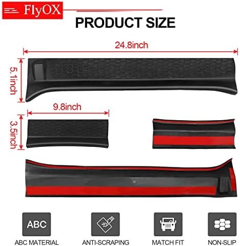 Door Sill Guards Kit, Rubber Door Entry Guards for 2018-2024 Jeep Wrangler JL JLU 2020-2024 Gladiator JT 4-Door Accessories Parts, Door Sill Protector Full Coverage Replacement (Black)