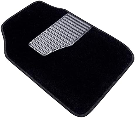 Amazon Basics Universal Fit Anti-Slip Carpet Floor Mats, Full Set for Car, SUV, Van & Truck, 4 count, Black, 25"L x 17.5"W (Front), 13"L x 17.5"W (Rear)