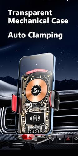 Wireless Car Charger, 15W Fast Auto-Clamping Vent Phone Holder