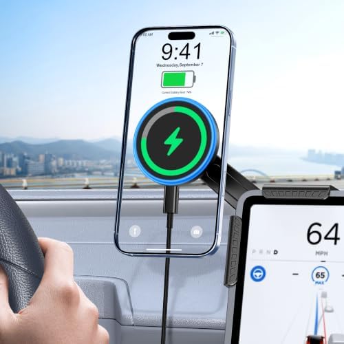 Tesla Car Mount Charger, Strong Magnetic Wireless Car Phone Holder Charger