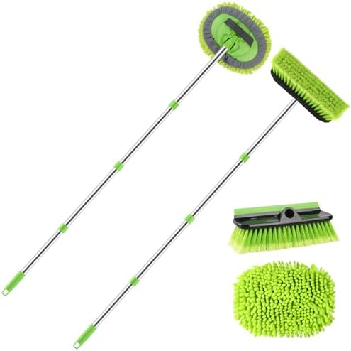 2 Pack Car Wash Brush with 62" Long Handle for Exterior Truck, RV, Boat