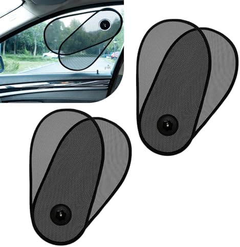 2PCS Car Shades for Side Windows, Adjustable & Rotatable Side Window Sun Shade, Baby Safe Car Windshield Sun Visor, Sun Blocker, Heat & Glare Protection, Universal Fit for Most Cars (Black)