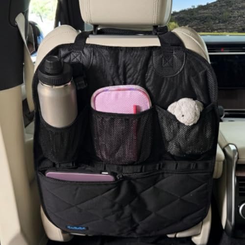 Rydura Car Seat Back Organizer – Heavy-Duty Kick Mat, Mesh Pockets, Black
