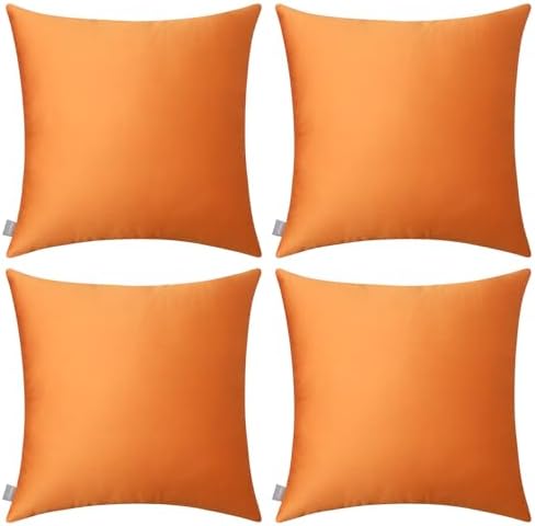 Thmyo 4-Pack 100% Cotton Comfortable Solid Decorative Throw Pillow Cases Square Cushion Cover Pillowcases Thanksgiving DIY Throw Pillow Covers for Sofa Bed Car(20x20 inch/50x50cm,Fall Orange)