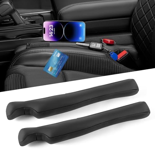 Car Seat Gap Filler, 2 Pack Leather Universal Gap Stopper for Car Truck SUV to Block The Gap Between Seat and Console Organizer Stop Things from Dropping, Black