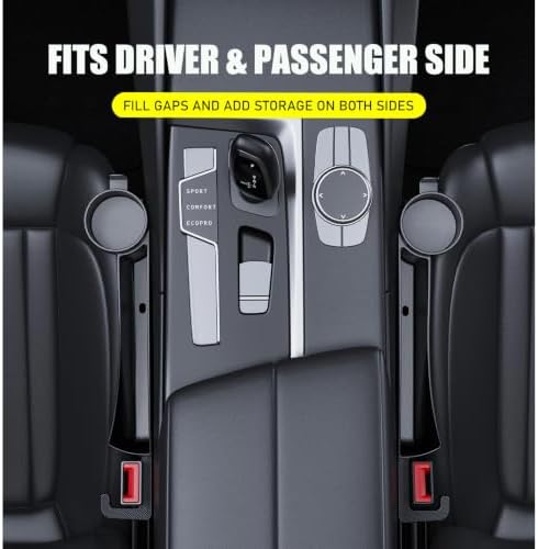 Car Seat Seat Filler 2-Piece Set to Fill the Void Between Seat Seat Blocker to Prevent Items from Drop, 4-in-1 Multifunctional Water Cup Holder Hook Large Capacity Storage Universal SUV Sedan Truck