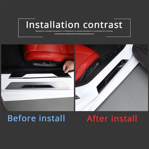 2PCS Car Door Sill Protector,Automotive Door Entry Guard Compatible with Corvette C8 Stingray Z06 Z51 2020-2024,PVC Waterproof Threshold Anti-Scratch Sticker (Style A)
