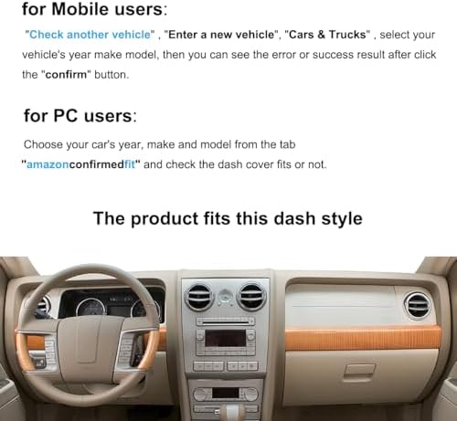 Dash Cover Mat Custom Fit for Lincoln MKZ Zephyr with Light Sensor Dashboard Cap Pad Carpet Protector K354 (Beige)