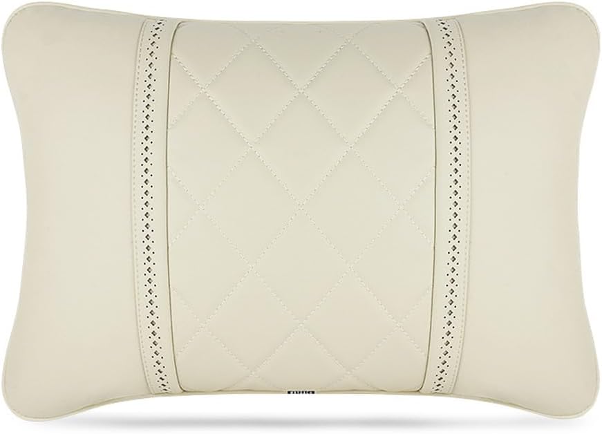 Car Pillows Napa Leather Car Seat Rest Cushion Car Lumbar Pillow for Mercedes Benz Maybach S-Class Lumbar Support Pillow car Accessories（Beige）