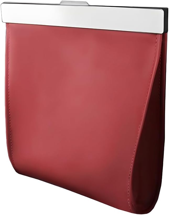 Leather Car Trash Can, Magnetic Closure Leak Proof Waterproof Vehicle Hanging Trash Bin, Automotive Garbage Storage Organizers, Universal for SUV Automobile Truck (Red)