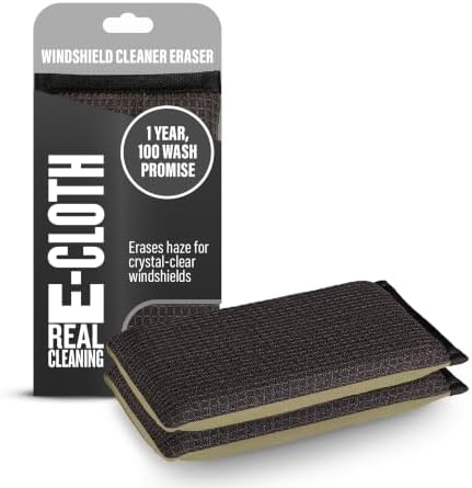 E-Cloth Windshield Haze Eraser - Interior Windshield & Car Window Cleaner Tool, Keeps Mirrors Clean, Spot Washes Inside Glass, Car Cleaning Supplies, Microfiber Sponge, Streak Free Finish - 2 Pack
