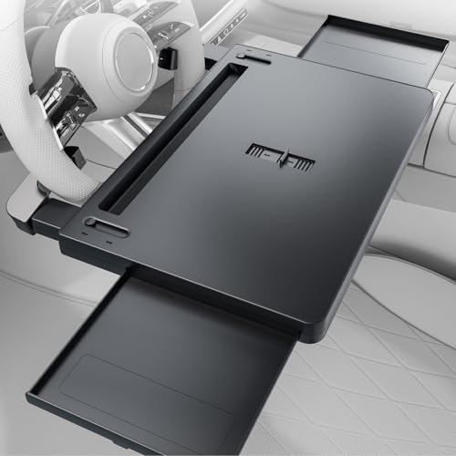 2 in 1 Car Steering Wheel Tray, Car Table Tray with Phone Holder, Steering Wheel Desk Food Table for Car Laptop Mount Steering Wheel for Large SUVs, Trucks & Vans