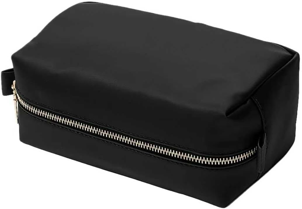 Travel Makeup Bag, Ring Clasp Wristlet Organizer (Black)