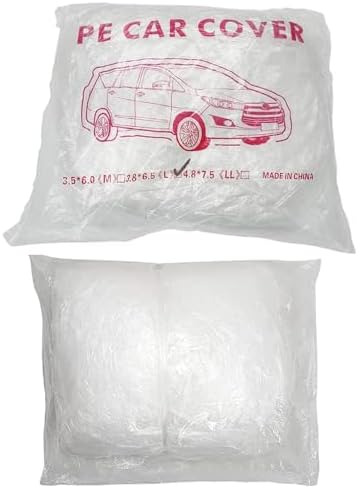 4 Packs Disposable Car Cover Clear Plastic Car Cover Universal Rain Dust Garage Cover with Elastic Band Medium (12 ft x 22 ft)