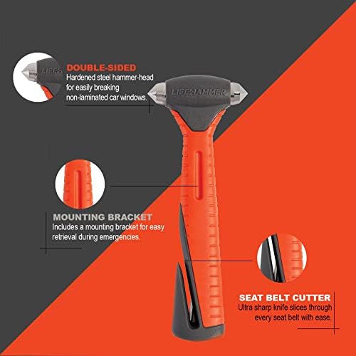 Lifehammer Safety Hammer Plus - Emergency Escape and Rescue Hammer with Seatbelt Cutter - 2 Pack