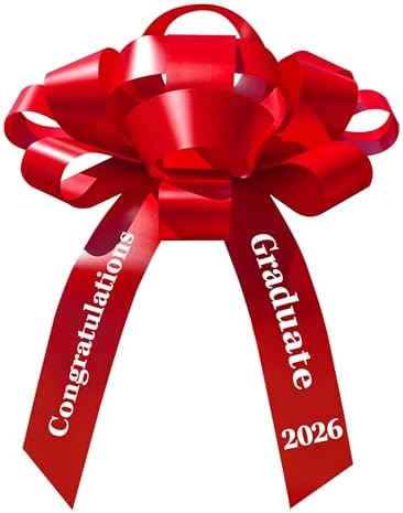 Giant 30 Inch Red Magnetic Car Bow Grad Year 2026 JumBow Weather Resistant Vinyl No Assembly Handmade USA Congratulations Graduate High School College