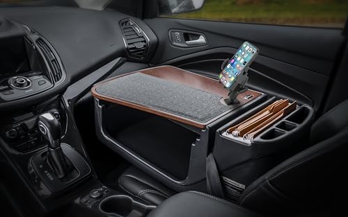 AutoExec AE-GMEF-PM-21M Efficiency GripMaster Car Desk for Your Vehicle Workstation and Mobile Office, Mahogany with Phone Mount