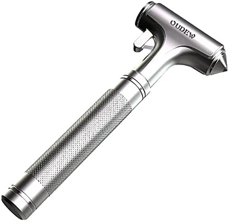 Metal Safety Hammer with Window Breaker and Seatbelt Cutter, Automotive Safety Hammer, Aluminum Alloy Life Saving Emergency Escape Tool for Car, Silver