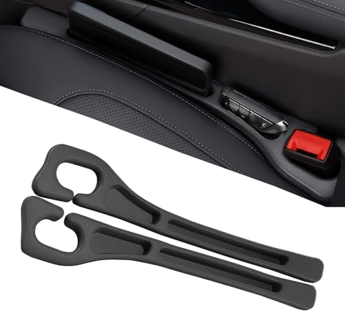 Car Seat Gap Filler, 2 Pack Car Seat Gap Filler Organizer, Anti-Drop Side Console Storage Pocket with Storage Slot, Universal for Auto SUV Truck Interior Accessories, Black