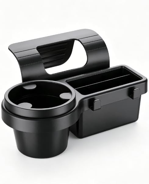 Car Cup Holder, Multifunctional Car Door Window Storage Organizer, Vehicle Door Side Cell Phone Storage Box, Window Mount Organizer for Phone Earphone Key Cup (Black)