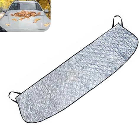 Car Front Windshield Rain Trough Protection Cover, 66.9" x 17.7" Multifunctional Windshield Cover, Sunscreen/Snow Protection/Leaf Protection, Four-Season Universal Protective Covers(Silver)