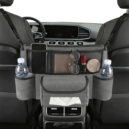 Car Seat Gap Organizer, Premium Faux Suede Leather Seat Gap Filler, Universal Front Seat Console Side Storage Box, Multifunctional Car Organizer for Phone, Wallet, Keys, Tissues and Documents