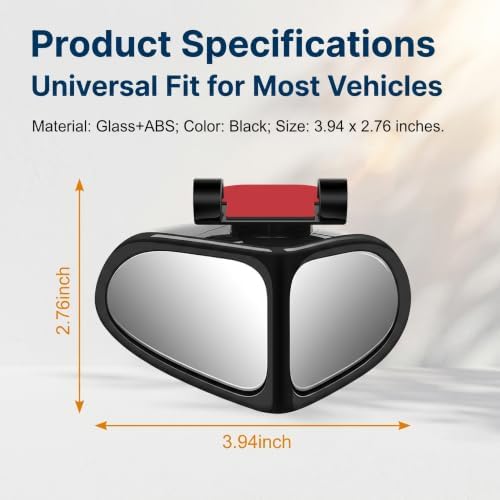 2 PCS Car Blind Spot Mirrors, Dual-sided Wide Angle Rearview Mirror, Adjustable High Definition Glass with ABS Anti-collision Housing, Reverse Parking Auxiliary Tool for Most Cars (Black)