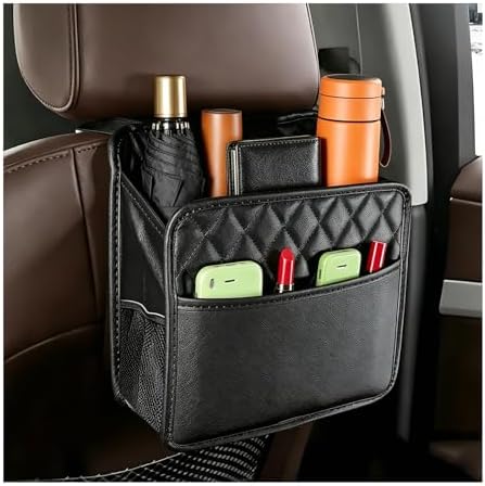 Car Seat Back Organizer, Foldable Leather Auto Backseat Hanging Storage Pocket, Multipurpose Large Capacity Seat Back Hanging Bag for Most Vehicles, Car Accessories