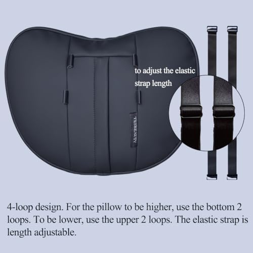 TANOLA TESBEAUTY Headrest Pillow 2 Packs for Tesla Neck Pillow Uniquely Designed for Tesla Model Y/3/S/X Cyber Truck, Tesla Car Neck Pillow Support Cushion for People Under 5'7" Black Leather