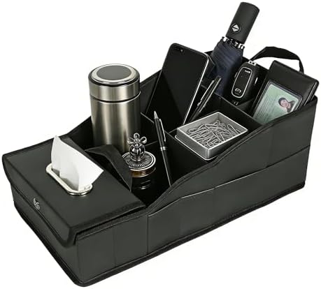 GMQ Car Seat Organizer,Automotive Seat Organizer for Front and Back Seat or Floor, Car Caddy Organizer Pu Leather Multiple Organizers and Storage for Travel Kids (Black)