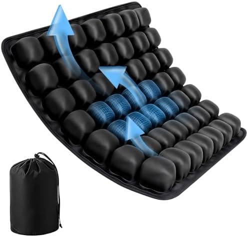 Inflatable Travel Seat Cushion for Airplane, Portable Air Cell Seat Pad for Long Flights, Office Chair, Car Seat, Train and Stadium Seats, Lightweight Travel Cushion for Sitting Comfort