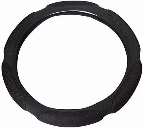 Steering Wheel Cover -Odorless, Cooler Hands in Summer, Warmer Hands in Winter (Black)