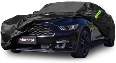 Car Cover Custom Fit for Ford Mustang 2005-2026, Waterproof All Weather GT Cover Outdoor Dustproof Shelby Coupe Cover with Door Zipper Black