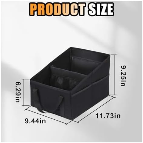 GLSOWEE Car Seat Organizer, Foldable Car Storage Organizer with 4 Cup Holders, Rear & Front Seat Storage Bags, Black