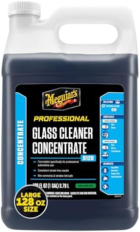 Meguiar’s Professional Glass Cleaner Concentrate, Car Glass Cleaner, Professional-Strength Formula For Streak-Free, Residue-Free, Use On Auto Glass, Windows And Mirrors - 1 Gallon Auto Glass Cleaner