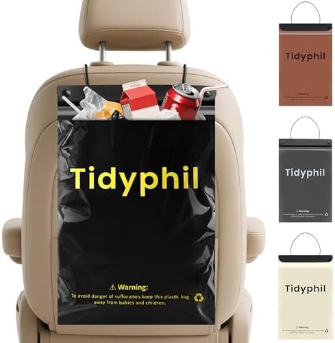 150 PCS Disposable Car Trash Bags Hanging, Leak-proof, Odor Seal. 2 Gallon Car Garbage Bags, Big Capacity. Independent of Car Trash Can, Easy Stick-On Car trash Bin for Car, SUV, Truck, Stroller.Black