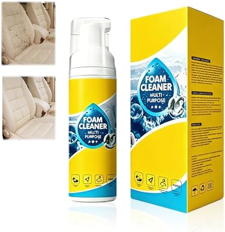KUIRUNRX® Foam Cleaning Spray, Car Interior Cleaner, Car Seat Cleaner, All Purpose Wipe Away Cleaning Spray for Upholstery Dashboard, with Sponge &amp; Cloth (150ml)